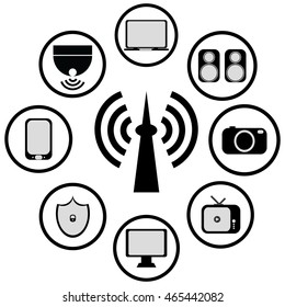 Wireless technology icon and vector.