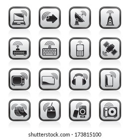 wireless and technology icons - vector icon set