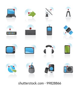 wireless and technology icons - vector icon set