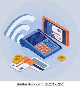 Wireless technology isometric concept with wifi connection symbols vector illustration