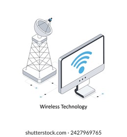Ilustración de stock isométrica de tecnología inalámbrica. Ilustración de archivo EPS