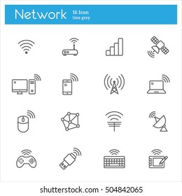 Wireless technology line icons, Network line icons