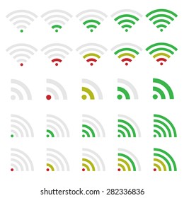 Wireless technology and Network icon set. Wi-fi symbols.