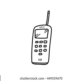 Wireless Telephone Doodle, a hand drawn vector doodle illustration of a wireless telephone.