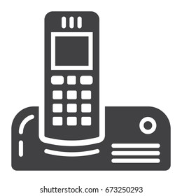 Wireless telephone solid icon, household and appliance, vector graphics, a filled pattern on a white background, eps 10.