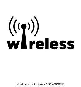 wireless ,text with antenna and signal