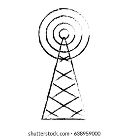 wireless tower with radio waves communication