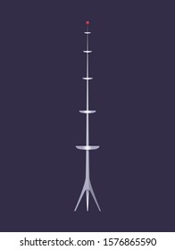Wireless tower. Tv radio network communication satellite antena signal vector pictures. Communication tower. Cellular broadcasting tv wireless radio antena satellite construction