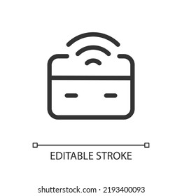 Icono Ui lineal perfecto para píxel de dinero de transferencia inalámbrica. Transmitir efectivo en línea. Comercio electrónico. GUI, diseño UX. Esquema de elemento de interfaz de usuario aislado para aplicación y web. Trazo editable. Tipo de letra arial utilizado