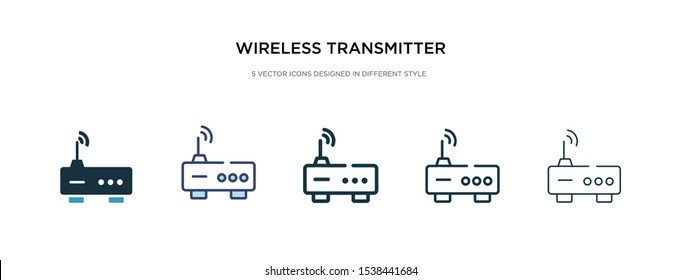 wireless transmitter icon in different style vector illustration. two colored and black wireless transmitter vector icons designed in filled, outline, line and stroke style can be used for web,