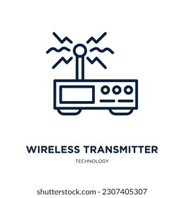 wireless transmitter icon from technology collection. Thin linear wireless transmitter, communication, transmitter outline icon isolated on white background. Line vector wireless transmitter sign, 