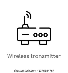 wireless transmitter vector line icon. Simple element illustration. wireless transmitter outline icon from technology concept. Can be used for web and mobile