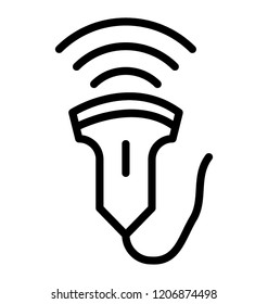 Wireless ultrasound scanner line vector icon 