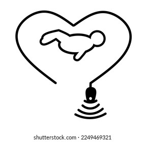 Wireless ultrasound scanner line vector icon