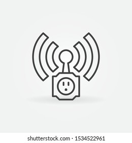 Wireless US Smart Socket vector concept icon or logo in outline style