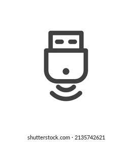 Icono de línea de conexión USB inalámbrica. signo de estilo lineal para concepto móvil y diseño web. icono del vector de contorno del receptor usb. Símbolo, ilustración del logotipo. Gráficos vectoriales