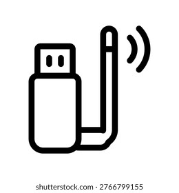 Wireless USB Flash Drive Connection Line Art