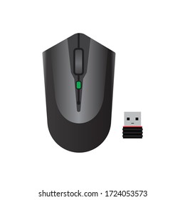 Wireless and USB mouse transceiver devices, vector illustration