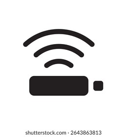 Ícone de sinal USB sem fio. Dongle USB emitindo sinal Wi-Fi, conceito de conexão portátil.