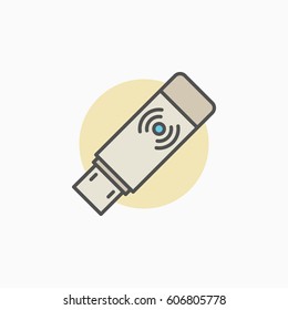Wireless USB transmitter receiver icon - vector Wi-Fi adapter colorful creative sign or logo element