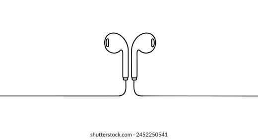 Wireless vacuum headphones drawn in one line on a white background.