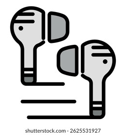 Ícone de fones de ouvido wireless vácuo. Contorno sem fio vácuo fones vetor ícone cor plano isolado