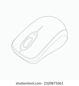 Wireless vector computer mouse, outline, eps10.
