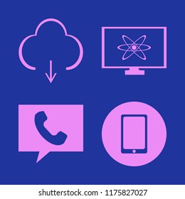 wireless vector icons set. with download, atom monitor, mobile phone and phone in set