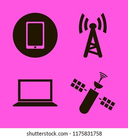 wireless vector icons set. with mobile phone, wi fi, laptop and satellite in set