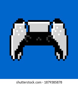 Wireless Video Game Controller In 8bit Pixel Art Style