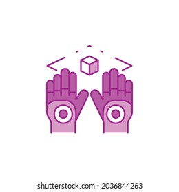 Wireless virtual reality gloves color line icon. Virtual reality experience. Innovative digital device. Pictogram for web page, mobile app, promo. UI UX GUI design element. Editable stroke