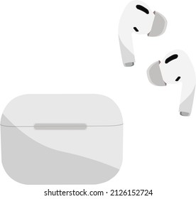 Wireless white air pods, illustration, vector on a white background.