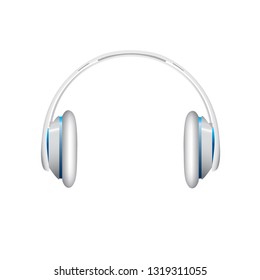 Wireless white headphones - isolated vector illustration