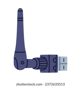 Wireless Wi-Fi Antenna as Personal Computer Accessory and Component Vector Illustration