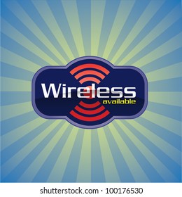 Wireless or WiFi available glossy vector icon