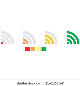 indicador de wifi vectorial, con paleta de color, rojo, naranja, amarillo, verde