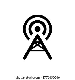 Wireless wi-fi connection transmitter antena tower broadcasting signal vector icon, isolated illustration