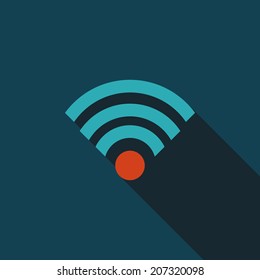 Wireless wifi flat icon with long shadow