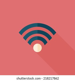 Wireless wifi flat icon with long shadow