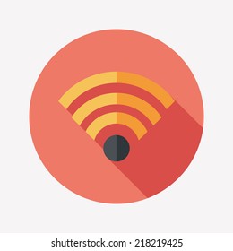 Wireless wifi flat icon with long shadow