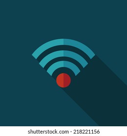Wireless wifi flat icon with long shadow