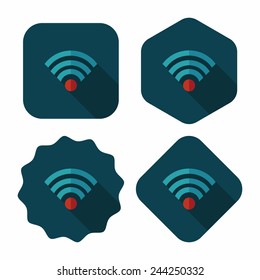 Wireless wifi flat icon with long shadow