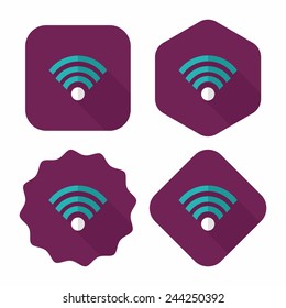 Wireless wifi flat icon with long shadow