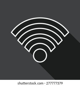 Wireless wifi flat icon with long shadow, line icon