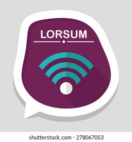 Wireless wifi flat icon with long shadow