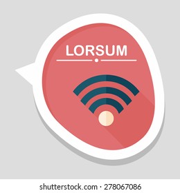 Wireless wifi flat icon with long shadow