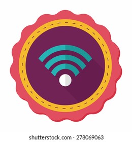 Wireless wifi flat icon with long shadow