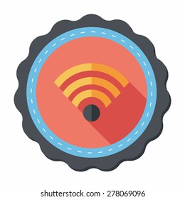 Wireless wifi flat icon with long shadow