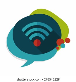 Wireless wifi flat icon with long shadow