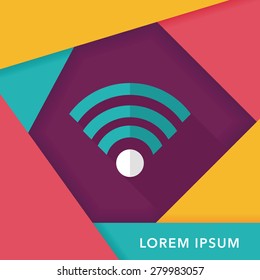 Wireless wifi flat icon with long shadow